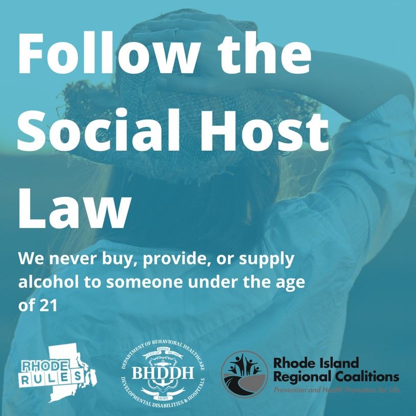 If you provide #alcohol to anyone under 21, you can get yourself in legal trouble and also set up your underage friend for serious consequences. Protect yourself, protect your friends: follow the Social Host Law. @SocialHostLawRI #SocialHostRI #RhodeRules 
socialhostri.org