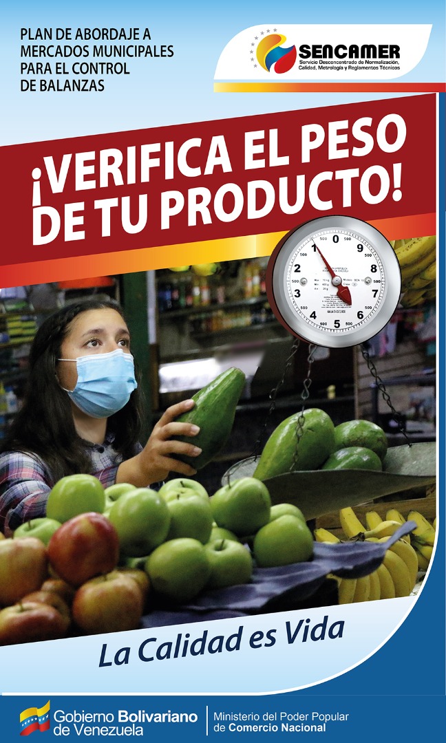 CalidadEsVida's tweet photo. 👌 El #Sencamer trabaja diariamente por garantizar la calidad de productos y servicio, es por ello que lleva a cabo el Plan de Abordaje a Mercados Municipales y Verificación de #Balanzas ⚖️ Comerciales, a fin de verificar el peso real de los productos adquiridos por el pueblo 🇻🇪. https://t.co/px33x41Dvv