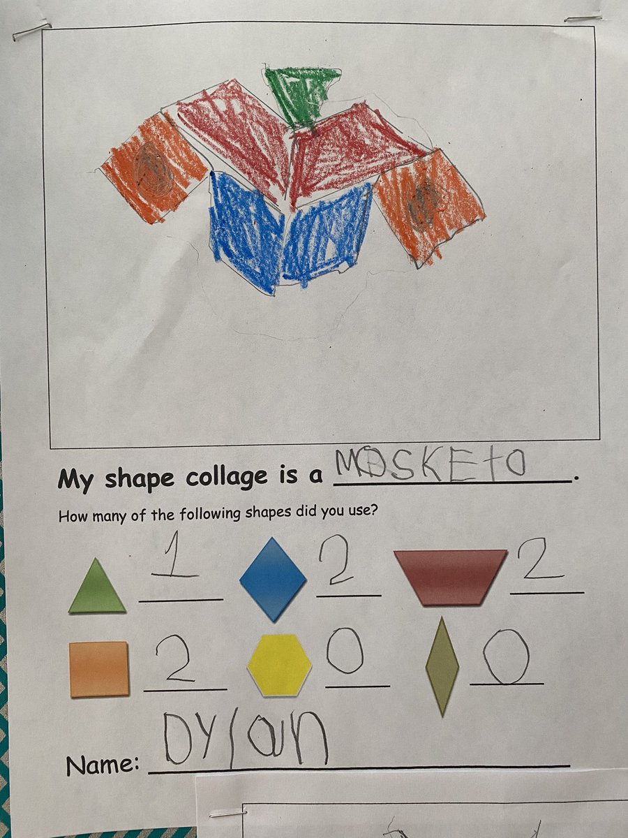 CFrascadore3's tweet photo. …we are learning our 2D shapes and decided to have some fun with them using our imagination to build our own shape collages! #willardpride @Willard_School https://t.co/w0HANUHtEl