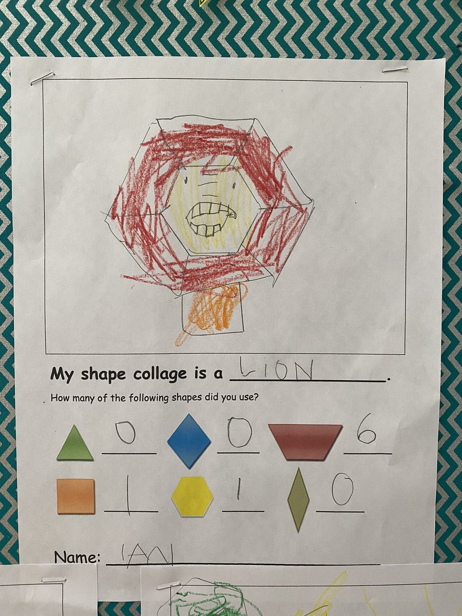 CFrascadore3's tweet photo. …we are learning our 2D shapes and decided to have some fun with them using our imagination to build our own shape collages! #willardpride @Willard_School https://t.co/w0HANUHtEl