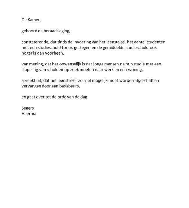 We moeten van het leenstelsel af en er moet weer een basisbeurs komen.

<a href="/PieterHeerma/">Pieter Heerma</a> en ik vragen daarom aan de Kamer om deze heldere keus nu te maken.