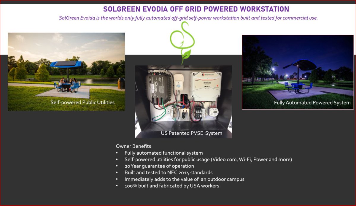The SolGreen Self-Powered Workstation &amp; Solar Table is the only outdoor charging option built for outdoor Campus powering needs for dependable Long Term &amp; Superior quality that supplies 24/7 Off-Grid renewable energy and our 5 year service Guarantee #gosolgreen 
#infrastructure