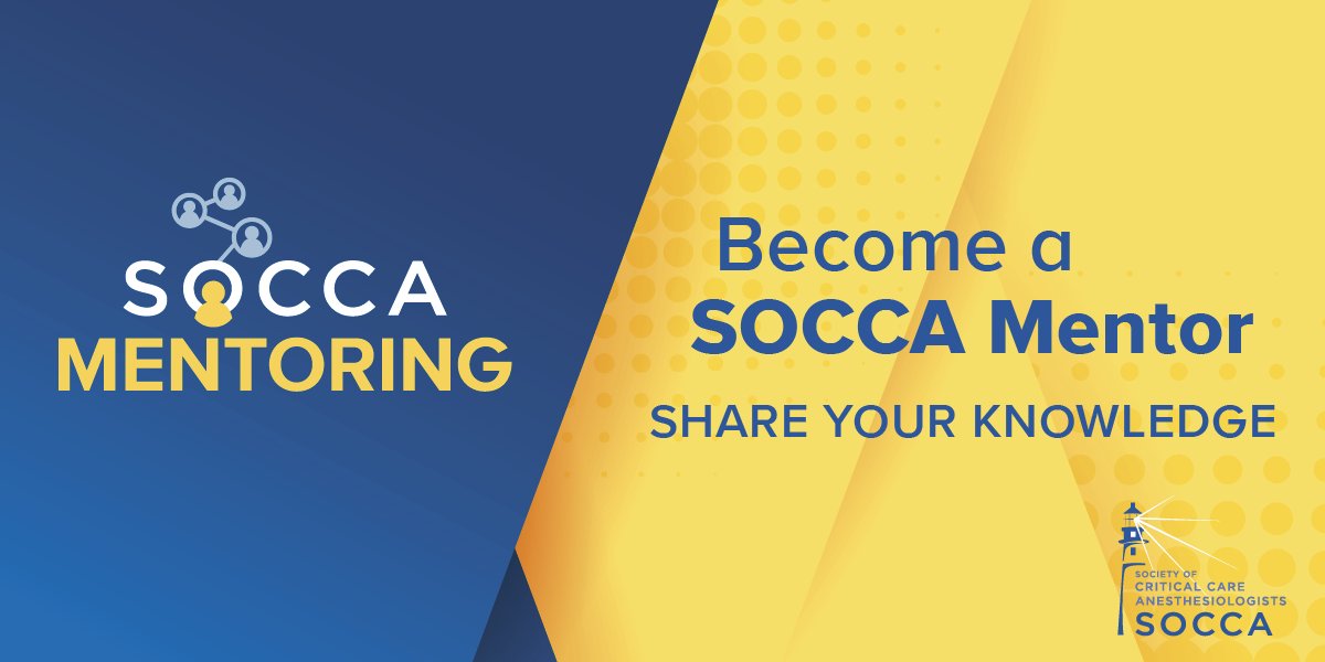 Because Mentorship plays a key role in the development of anesthesiologists who care for critically ill patients, SOCCA will soon offer mentorship resources to its membership. Members should visit the Mentor Recruitment Portal for more information: buff.ly/3zA8HGa