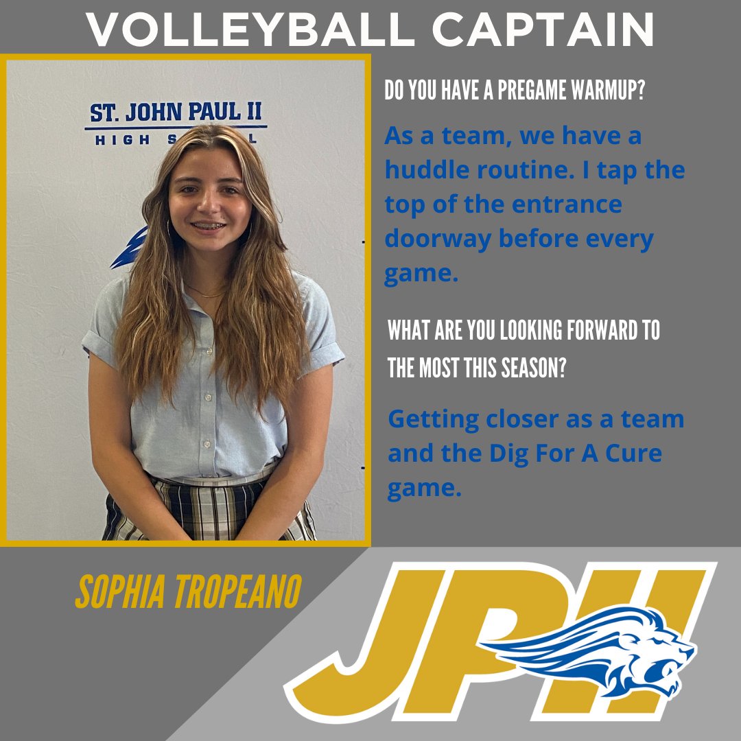 JPII_Athletics's tweet photo. Get to know Volleyball Captain Sophia Tropeano https://t.co/5qCH5mFakI