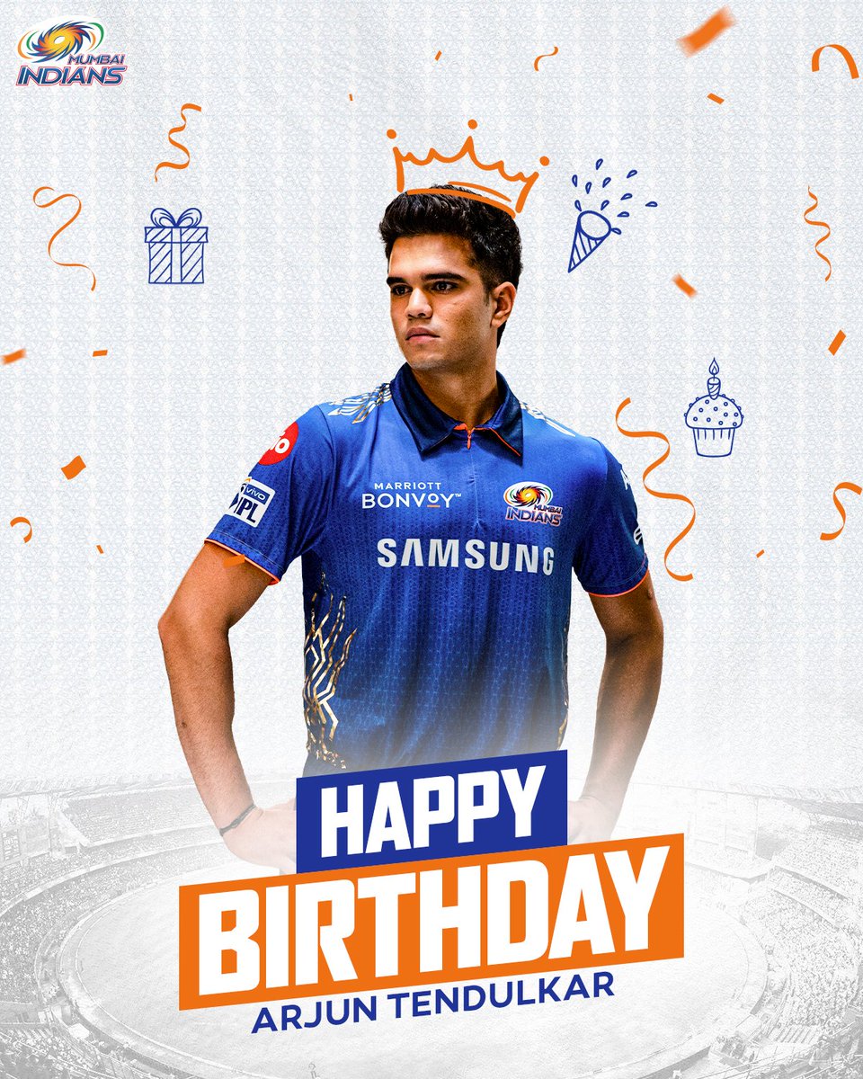 mipaltan's tweet photo. Birthday wishes to our young gun Arjun Tendulkar 🎂💙

#OneFamily #MumbaiIndians #IPL2021 https://t.co/KxgPC5SOR5