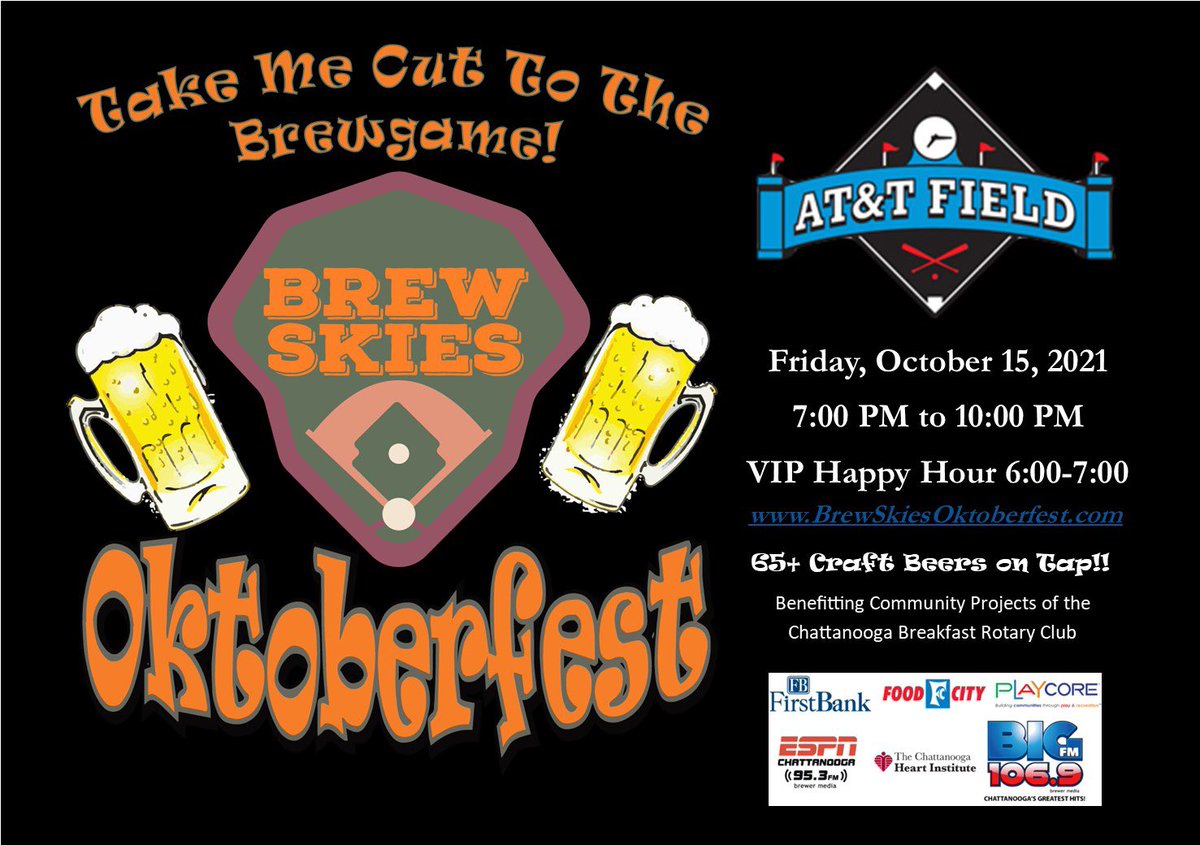 Get your tickets to Brew Skies Oktoberfest now! Friday, 10/15/21 at AT&amp;T Field, 7-10pm. 6-7pm VIP Happy Hour 

Tickets: brewskiesoktoberfest.com