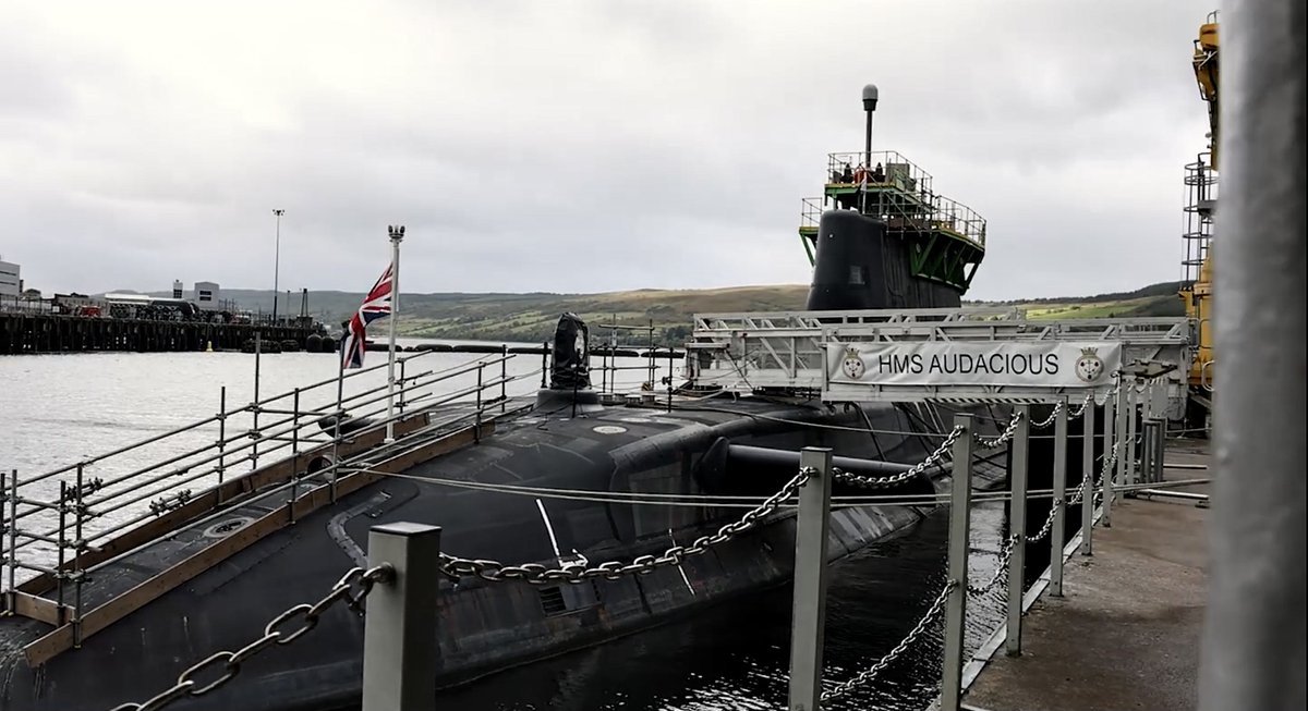 WarshipCam's tweet photo. Royal Navy Astute-class fleet submarine HMS Audacious (S122) being commissioned today in Faslane, Scotland - September 23, 2021 #hmsaudacious #s122
* photo posted on Royal Navy FB page https://t.co/LtXGsAcXNe