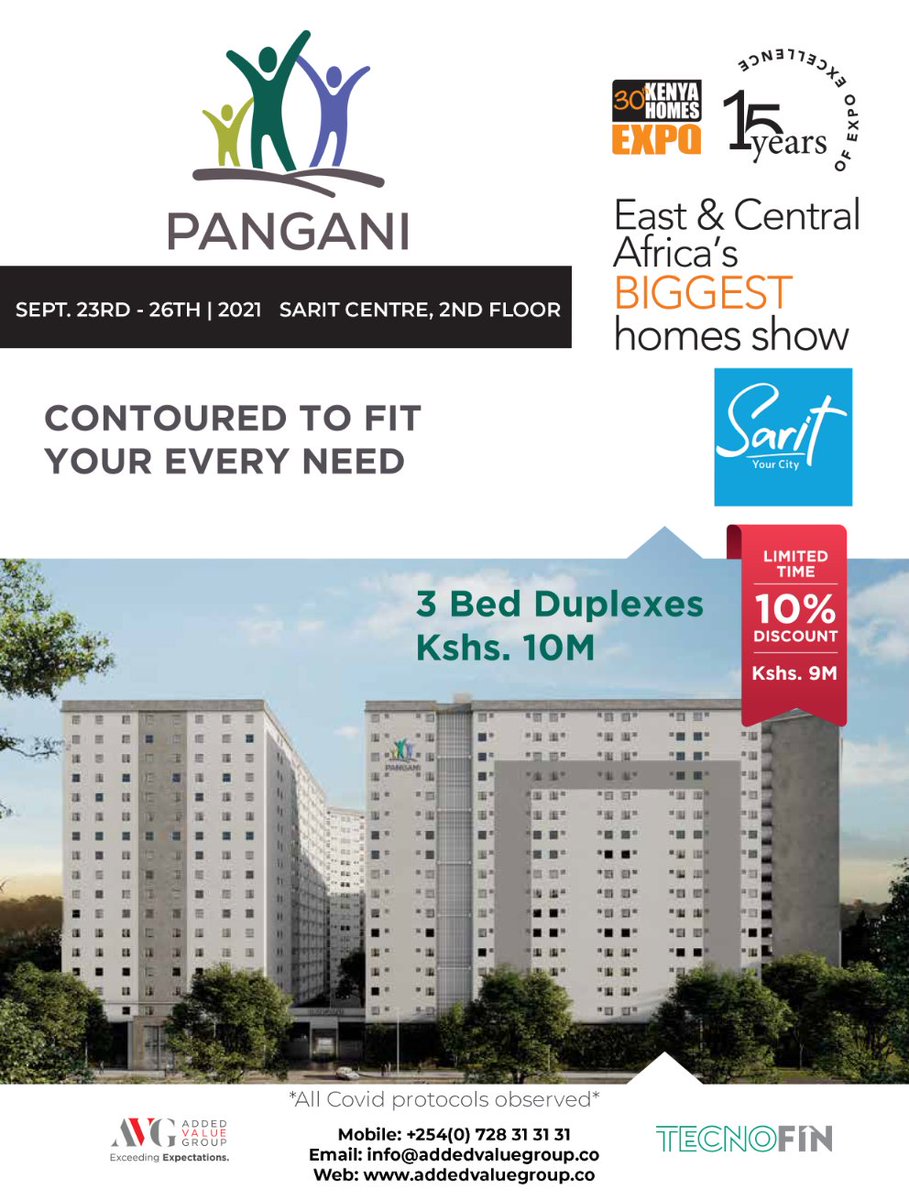 AddedValueGRP's tweet photo. Don't miss this year's edition of the Homes Expo....
#PanganiHousingProject #AddedValueGroup #Omokanaduplex #realestate #duplexforsale #affordablehousing #Big4Agenda #KenyaHomesExpo2021 #apartmentsforsale #nairobiapartments #saritcentreexpo https://t.co/fAZwaUivAB