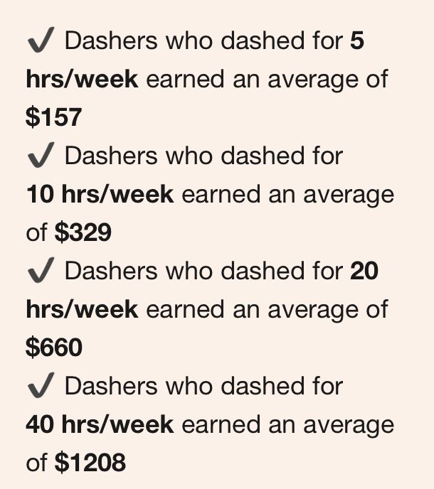 So DoorDash is telling me I can earn the same rate over 40 hours as I do in 5 hours? FURTHERMORE, even “hours” is only defined by the assignment to completion time, not waiting. Blatantly dishonest.