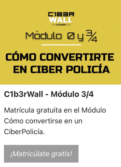 CiberPoliES's tweet photo. ¿Quieres saber que hay que hacer para convertirte en un CiberPoli de verdad?🤔🤔 Pues ya estás tardando en apuntarte a @C1b3rWall https://t.co/0FPb9TyByW