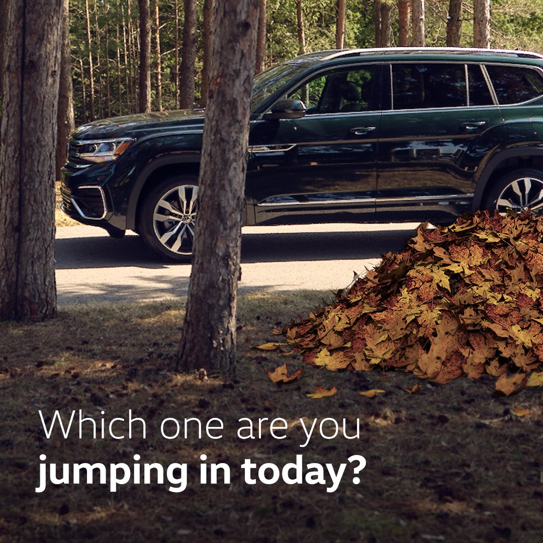 A VW? Or a pile of leaves? We recommend both. Here’s to the #FirstDayofAutumn and a brand new season of adventure. #VWAtlas bit.ly/3lG03Rs