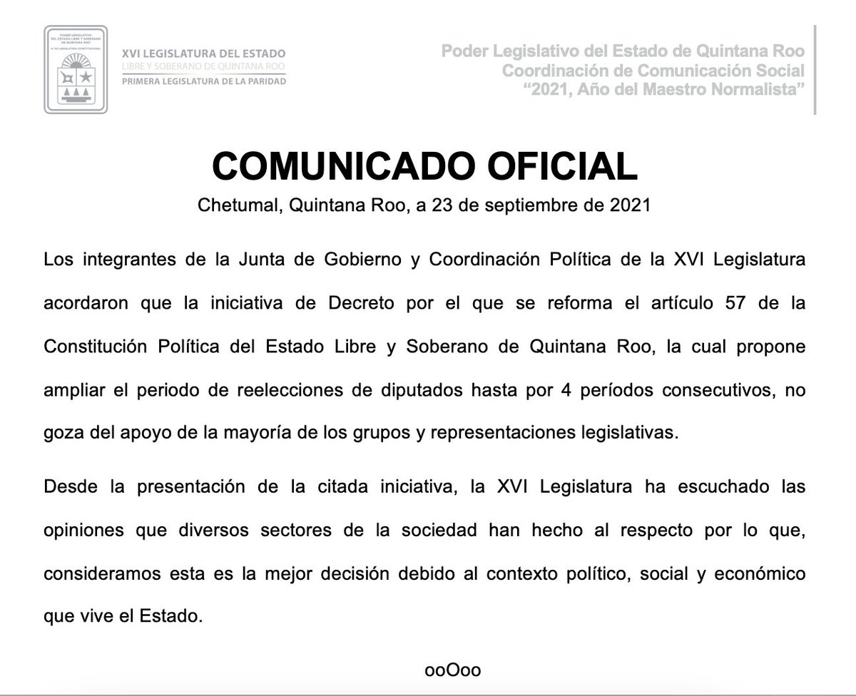 Comunicado Oficial de la #XVILegislatura