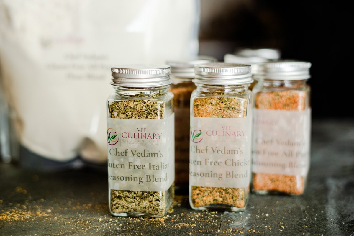 ChefVedam's tweet photo. I think people hear "gluten-free" and instantly assume:  

🚫 No bread, no fried chicken, no pastries, no fun 🚫 

Y'all – that couldn't be further from the truth! Give these goods a try for yourself and experience all of the goodness without the gluten. https://t.co/LicMrCr1vf https://t.co/vZqpTTcdaV