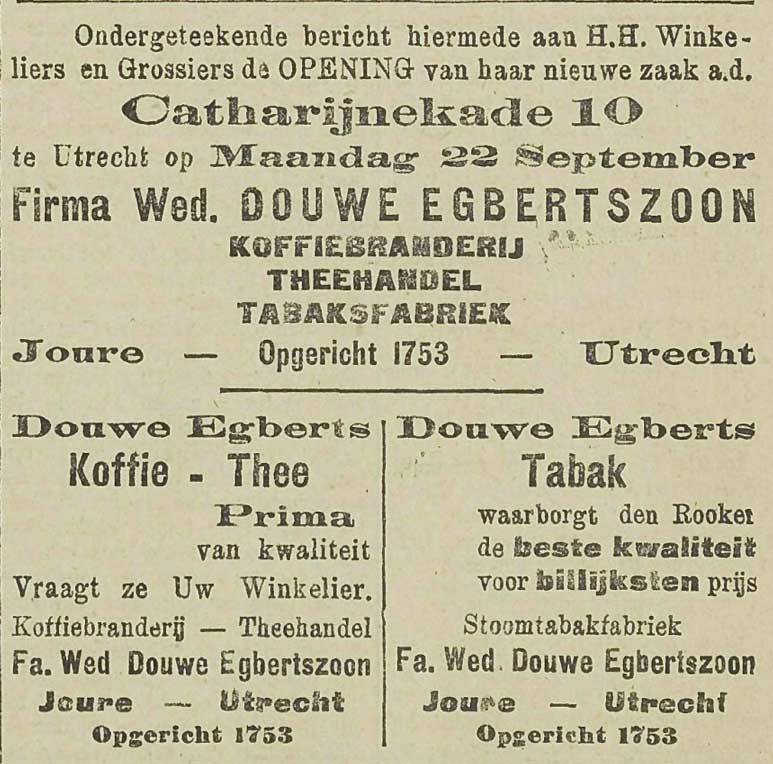 UtrechtschNws's tweet photo. Op 22 september 1919 opent de tabaksfabriek, koffiebranderij en theehandel van de Firma Wed. Douwe Egbertszoon haar vestiging in Utrecht. Tien jaar later verhuist Douwe Egberts naar de Keulsekade. https://t.co/wVxHNy4gCl