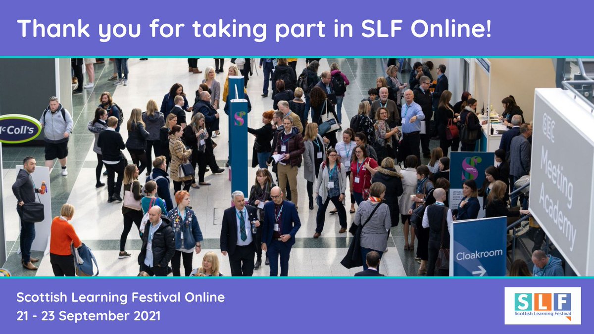 EducationScot's tweet image. That’s a wrap! The first SLF Online has now closed. Many of the sessions have been recorded & we will let you know in the coming days how you can access them. Thank you so much for taking part & don’t forget to share your highlights using #SLFOnline.