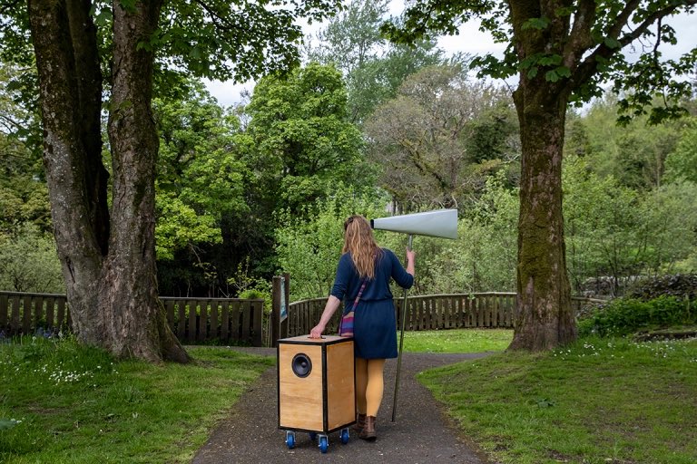Playful but gently paced, The Call is an invitation to explore the site with us. On Saturday you’ll need to seek the work out as we roam around the site: join us for a wander or find the work in situ and take a while to listen to the kind voices who loaned themselves to the work.