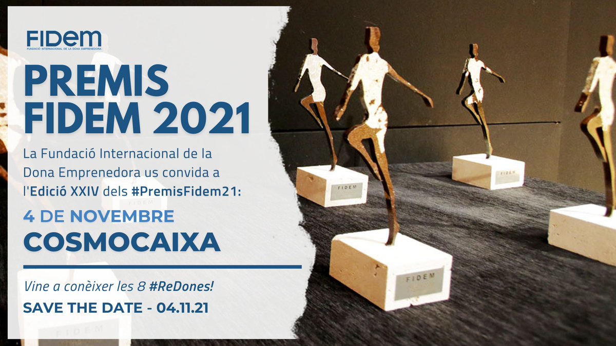 FundacioFidem's tweet photo. 🏆 El 4 de novembre tornen els #PremisFidem21 a Cosmocaixa!
#Retrobament. #Referents. #Redones. Coneix les dones que repensen el món, el reformen i el revolucionen.
T’hi esperem!
🏛️ Premis Fidem 2021 – 04.11.2021 Cosmocaixa
📲 Inscriu-te: https://t.co/stjwZJrEju https://t.co/LwwvwsRrza