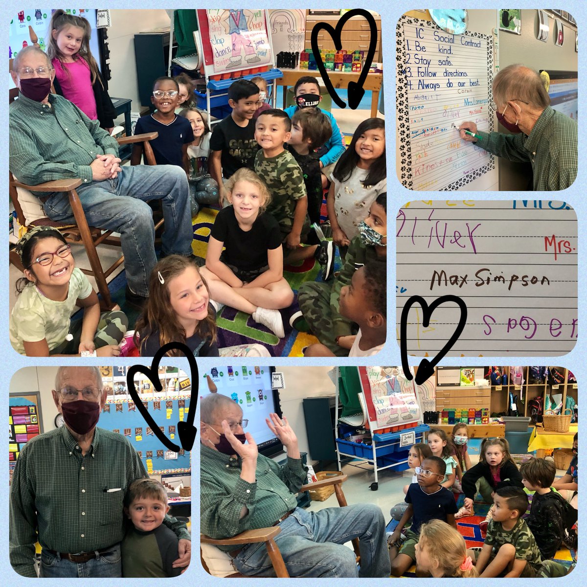 SimpsonElement1's tweet image. Mr. Simpson visited 1C today!  He talked with them about how important it is to persevere when things are difficult!  They beamed all day! 💚 #simpsonstrong