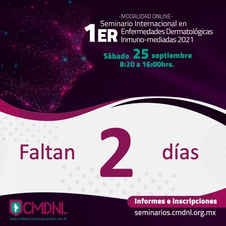 CMDNL1's tweet photo. Todavía estas a tiempo de suscribirte en https://t.co/TjOGi8sMqg. 
#dermatologia #cmdnl #seminario #countdown https://t.co/3ka72A8o6A