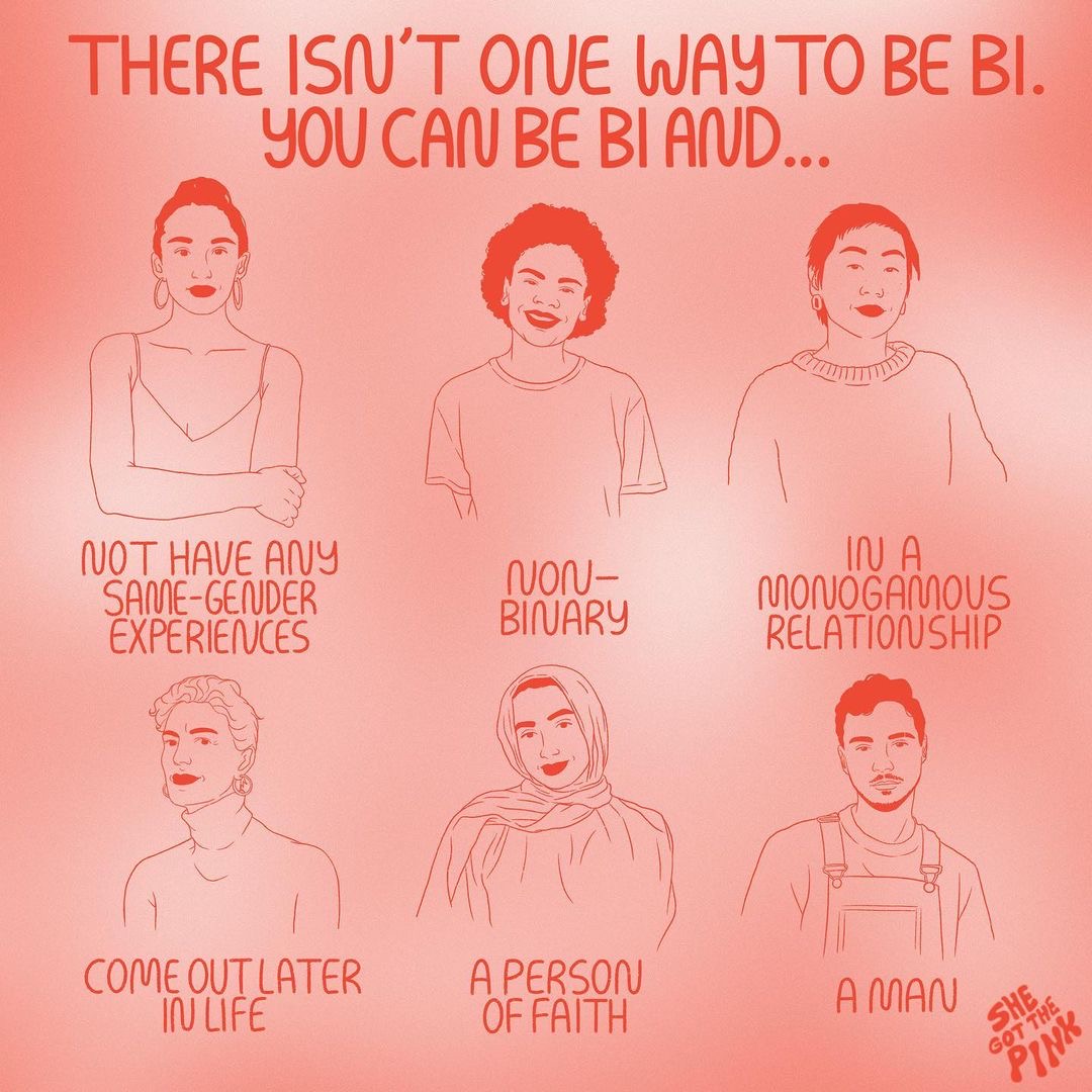 Our cultural understanding of bi+ identities must always include trans, nonbinary, agender, Two-Spirit, and all other gender expansive people. #BiVisibilityDay 

Artwork credit: <a href="/shegotthepink/">taylor steinbeck ✨</a>✨