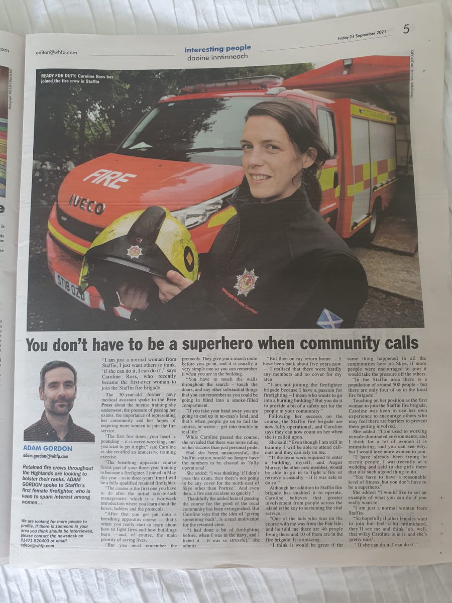 Crew member FF Caroline Ross features in this week's edition <a href="/WHFP1/">WHFP</a> 
#scottishfireandrescue #Staffin #isleofskye