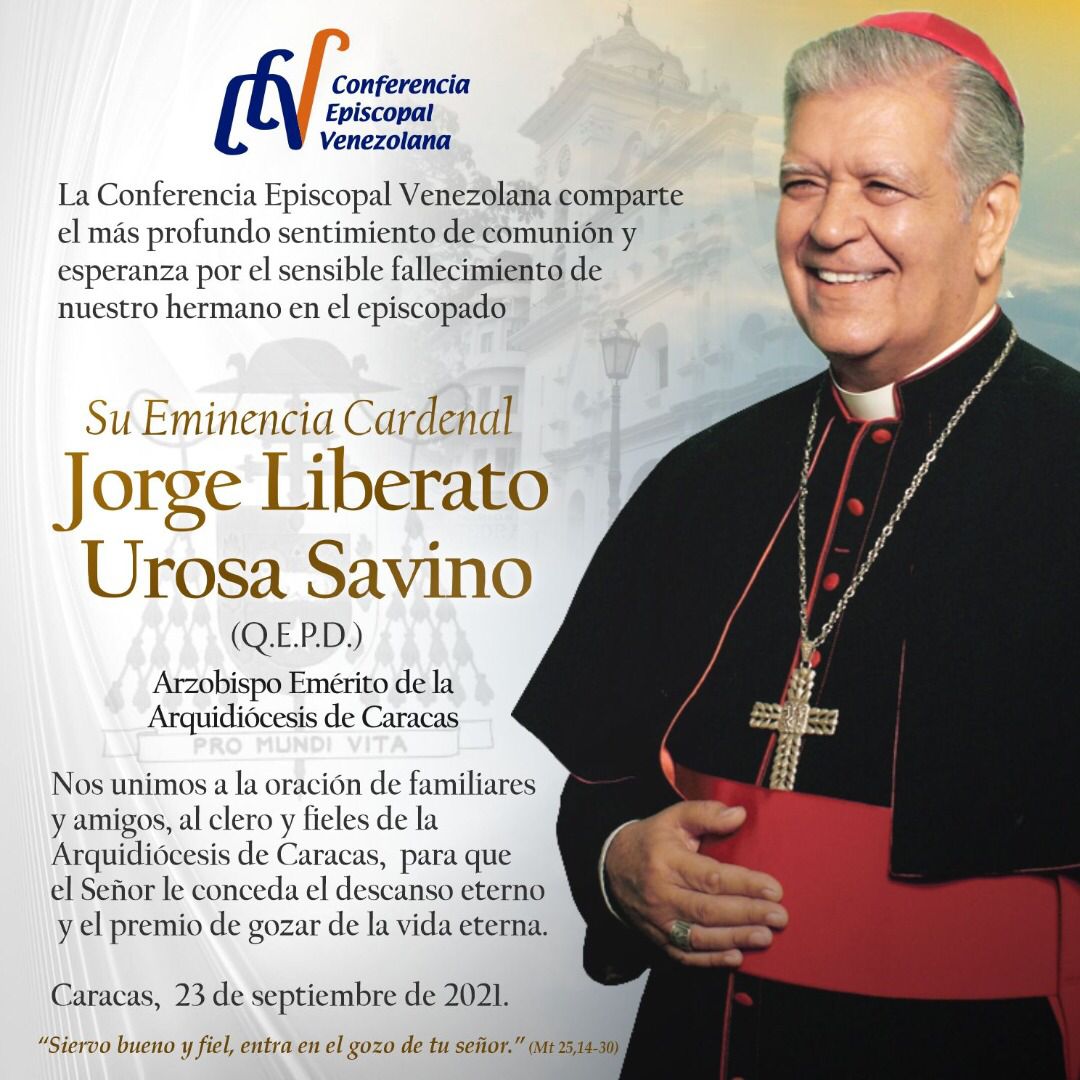 #CEVNoticias Fallece Cardenal Jorge Urosa Savino Arzobispo Emérito de Caracas
conferenciaepiscopalvenezolana.com/fallece-carden…