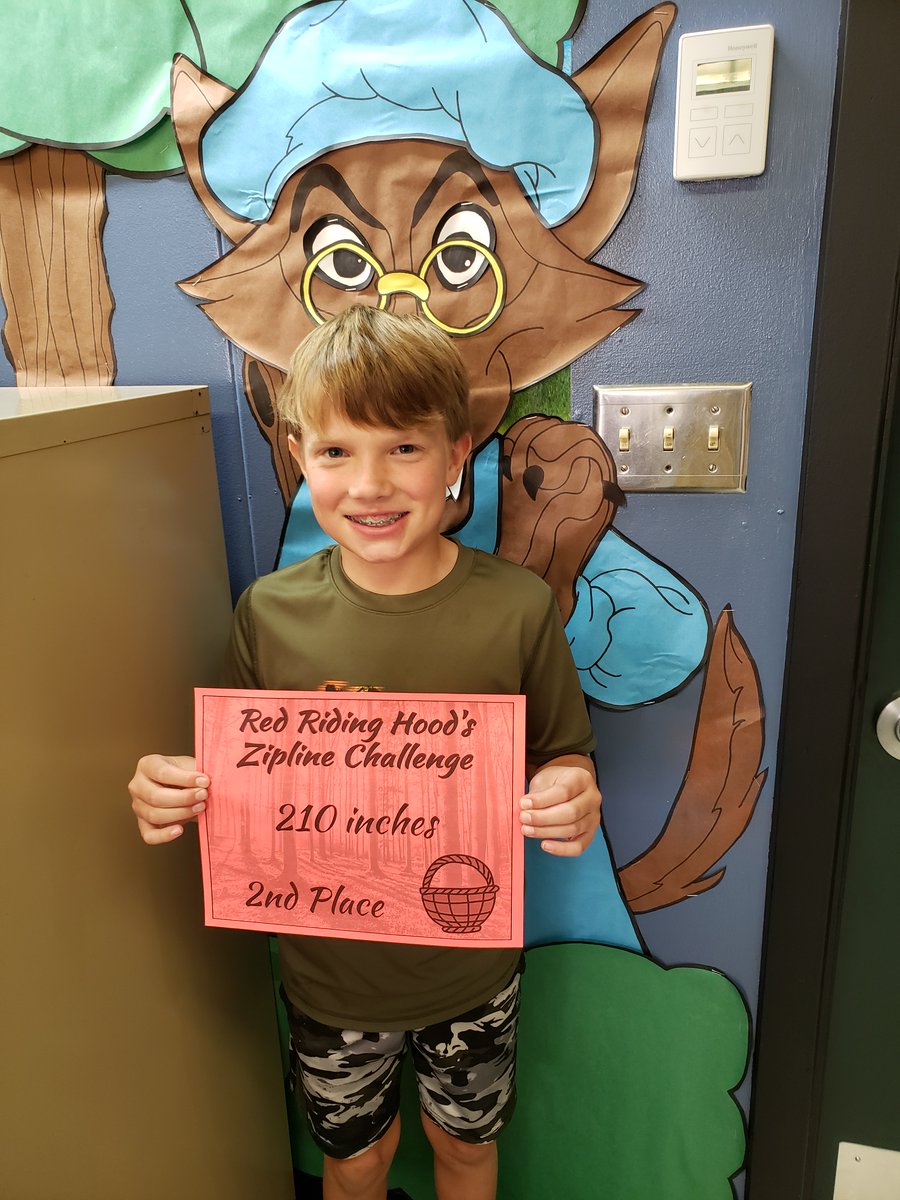 MsFrovarp3's tweet photo. We celebrated the end of our Fairy Tale unit by having a friendly competition this week- storybook style! We got to design zipline baskets to help Red Riding Hood deliver goodies to her Granny! Here are our top 3 finishers! What a fun day! #TES https://t.co/ZocVrVFAtL