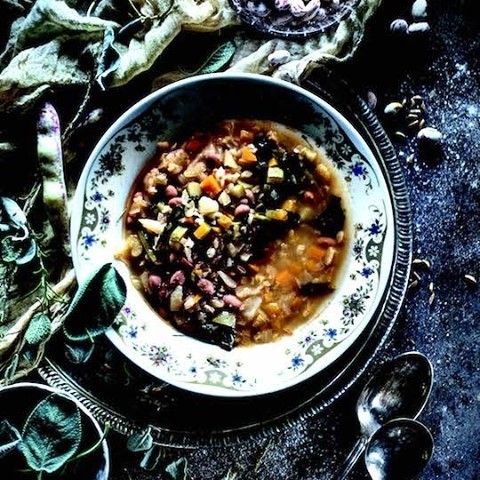 Feel free to throw whatever vegetables you have on hand into your minestrone - this version, enriched with herbs and Tuscan farro, makes for a wonderful fall soup. #vegetarian #vegan⁠
⁠
Recipe>>>vegkitchen.com/fall-tuscan-mi…