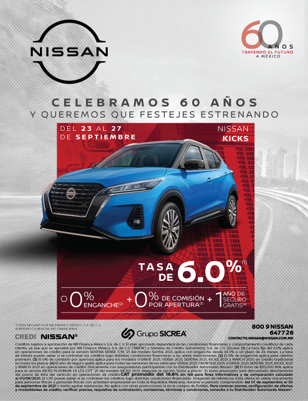 NissanKIOTO's tweet photo. #FamiliaNissan traemos una súper sorpresa 🥳 del 23 al 27 de septiembre tenemos nuestra feria de crédito 🚗Escríbenos al  #WhatsApp  5618257924 ¡Resolvemos tu solicitud de crédito en menos de 60 minutos! 😉   ¡Te esperamos! https://t.co/peOp2dbdKB