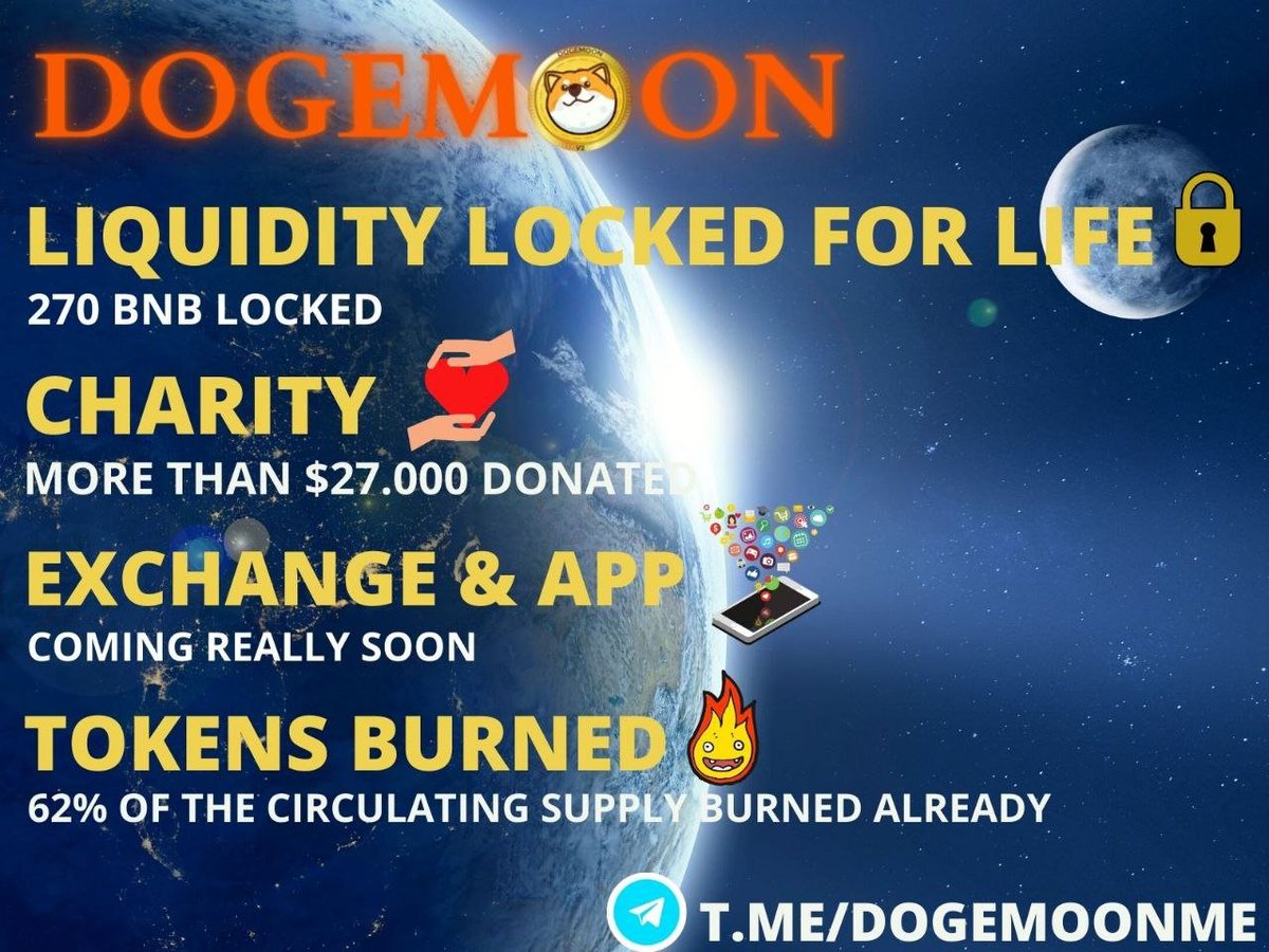 DogeMoonMain's tweet photo. #DOGEMOON 

$$DGMOON 

DOGEMOON has a 2% Liquidity fee per transaction + LIQUIDITY Locked for 265 years, EXCHANGE LISTING and APP coming soon! #dogecoin #MEMECOINS #SHIBARMY @RiskyCoins @SharksCoins @ashwsbreal 

TG: https://t.co/34NfCXKnsp https://t.co/eq6DOtIHCx