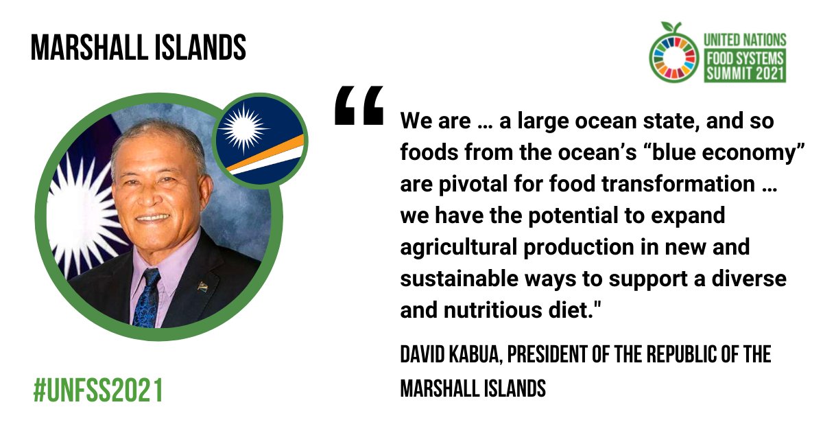 Marshall Islands' pathway for food systems transformation! #UNFSS2021
<a href="/RMI_Govt/">Republic of the Marshall Islands</a> <a href="/RMIMission/">Marshall Islands</a>