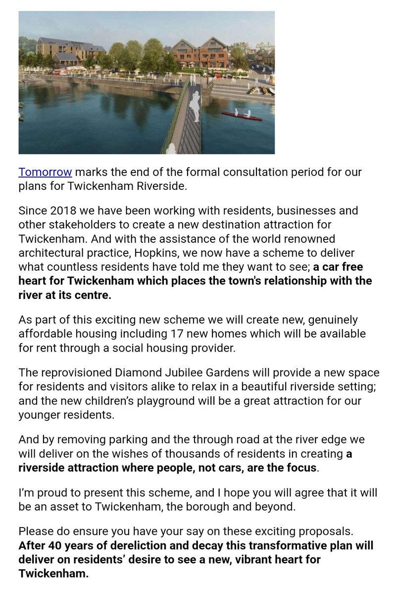 A message from ElBruté's head honcho, Gareth Robertos.
It's decision time: car park or Riverside Park &amp; Town Square? 
Green or grey?
People or vehicles?
Life or stagnation? 
Twickenham or bust?
You decide...