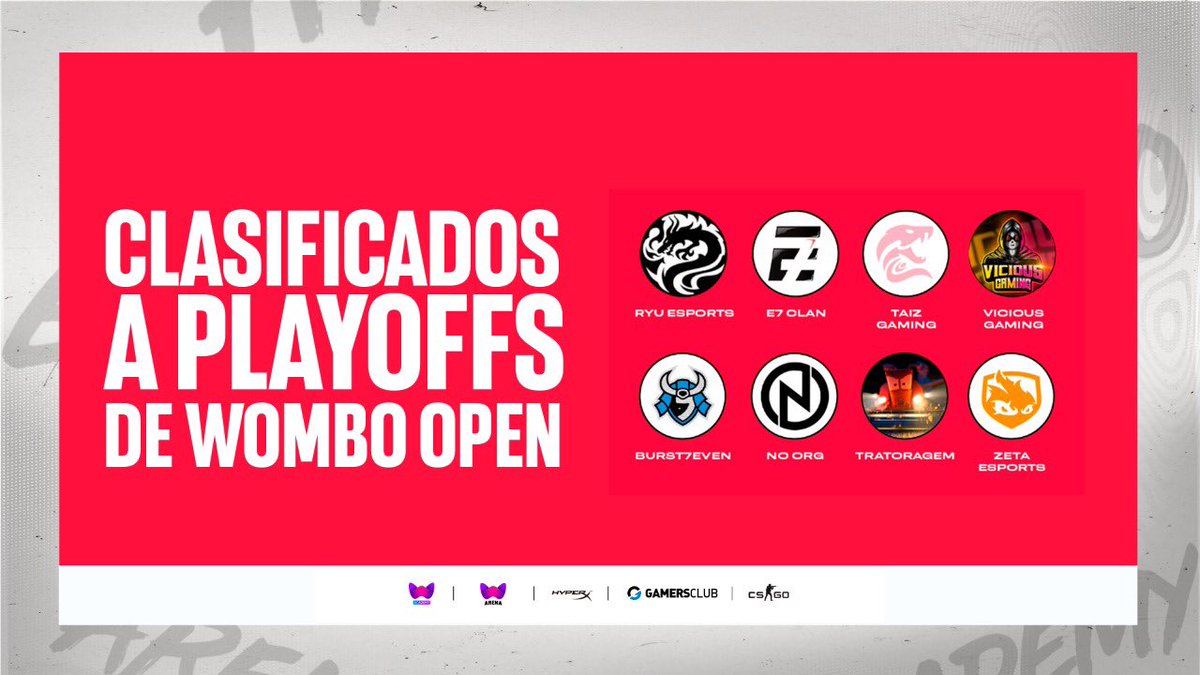 🏆 Finalmente, aquí están, ¡Estos son los equipos que clasificaron a la instancia de Playoffs! 🟣

¿Cuándo y dónde podrán ver este cierre de Wombo Open? 🤔

⏰ Hoy a las 20:00hs.
📺 En Twitch.tv/WomboAcademy 👈🏼

😄 ¡Los esperamos!