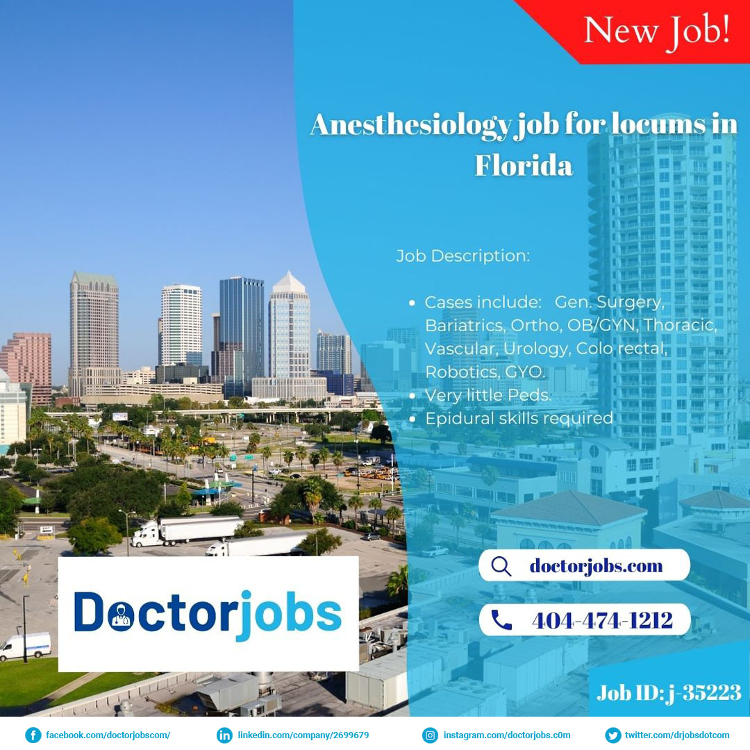 Looking for Locum Tenens jobs? Call us now for more opportunities at 404-474-1212 and register on doctorjobs.com.
#doctorjobs #locumtenens #locumsopportunity
#physician #medical #jobs #anesthesiology