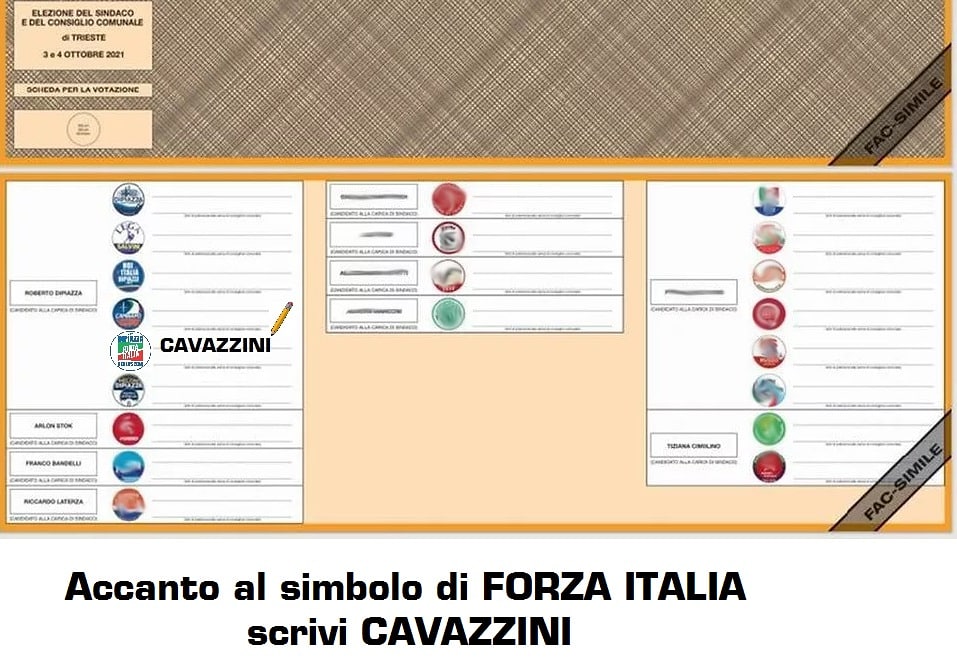 Scheda elettorale del 3 e 4 ottobre 2021... Comune di Trieste 
#Cavazzini #AndreaCavazzini #Trieste #Elezioni #Comunali2021
