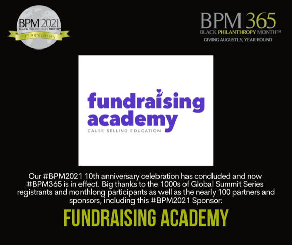 BlackGiving365's tweet photo. Thank you @CauseSellingEd for supporting Black Philanthropy Month as we celebrated our 10th anniversary with TENacity: Making Equity Real Global Summit Series!
#BPM365 #BPM2021 #BPMTENacity https://t.co/NVB2zock59