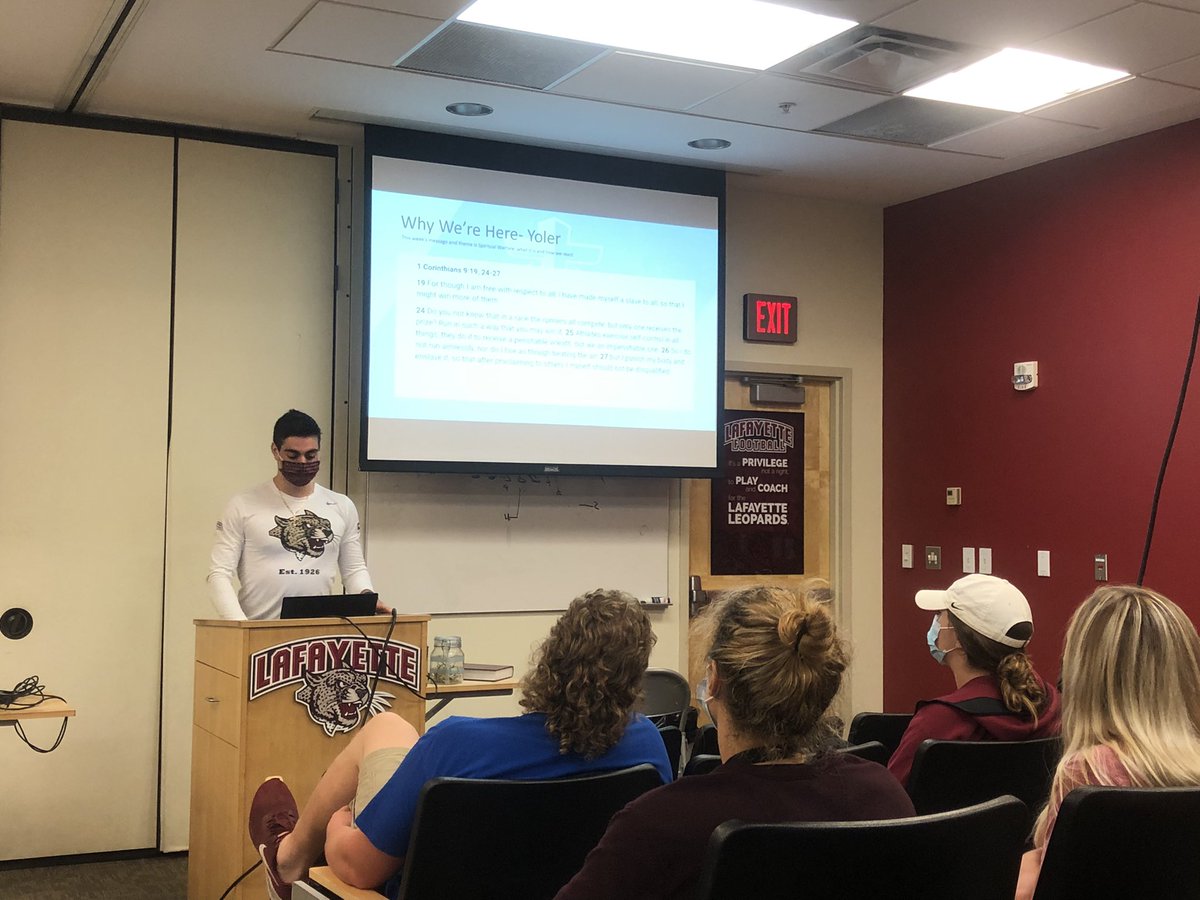 Great night of fellowship and time in the word. Such a special group of student- athletes. God is good #FCA #Family #Lafayette