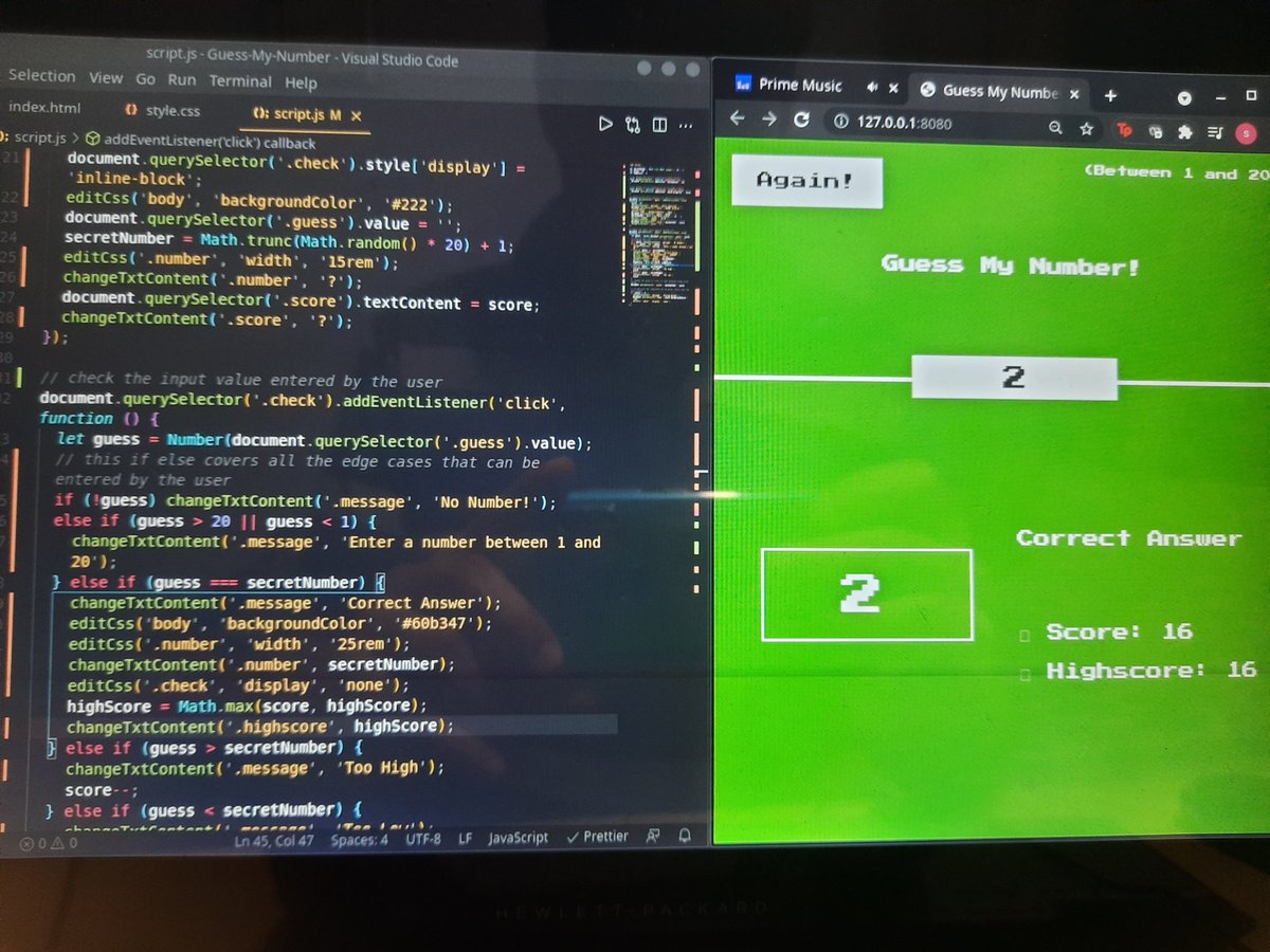tyagiiiiiiiiii's tweet image. I guess this is like everyone&apos;s first fully developed game 😂.

The thing that I wanna highlight is no matter how small your project is still you learn something new like I learned to implement DRY methodology and code refactoring for the first time.
#javascript #DOMmanipulation