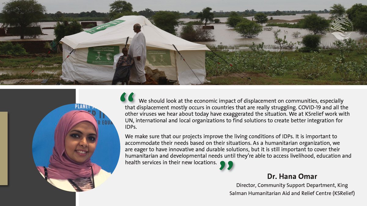 KSRelief_EN's tweet photo. Dr. Hana Omar, Director of Community Support Department, KSrelief, during her participation in the panel discussion where she highlighted the displacement issue and ways of finding durable solutions. 

#LetsEndDisplacement https://t.co/osC4JXcDN5