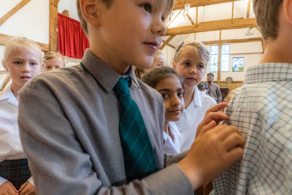 AldroSchool's tweet photo. Whole school chapel this morning, with M. Yves Lombardot delivering an inspiring lesson to us all on the subject of conflict, using a banana! #LifeAtAldro #ChristianValues #ChristianEthos #AldroChapel https://t.co/LqprmD0Tr1