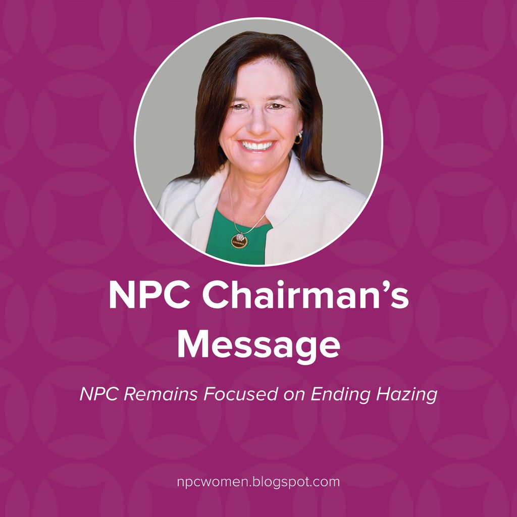 The September Chairman's Message reflects NPC's advocacy efforts to end hazing, as well as the work of the Anti-Hazing Coalition. A summary of recent state and federal legislation addressing hazing is also provided. 

Read the message: bit.ly/3AgvasQ. #NHPW21