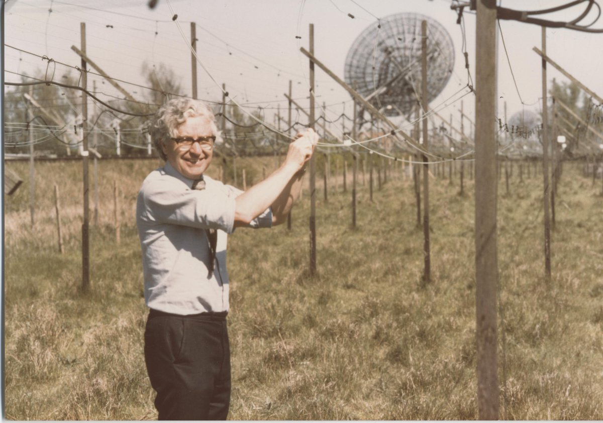 From our photo archives: Professor Tony Hewish constructing a radio telescope array.