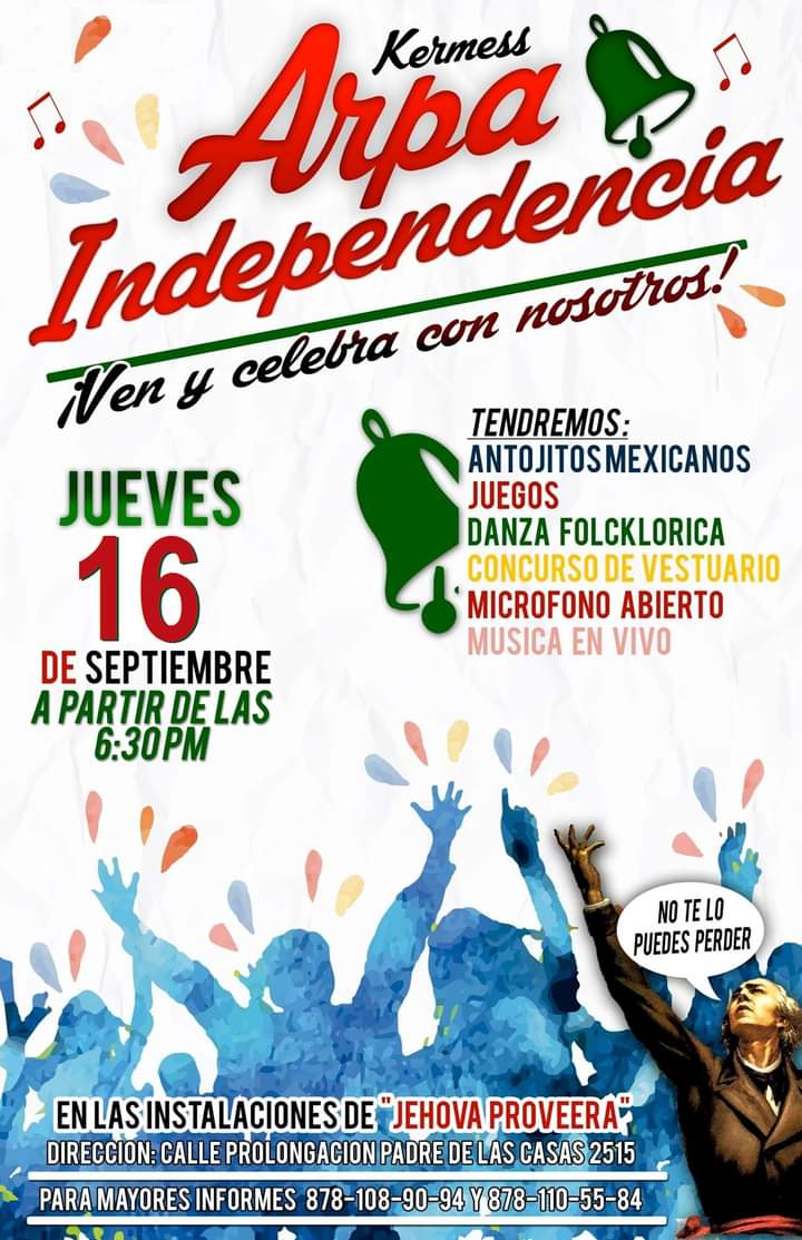 ArpaDeDavid's tweet photo. 🔔🎵🇲🇽¡Ven y celebra con nosotros!
Hoy jueves 16 de septiembre a las 6:30 p.m.
Acompáñanos
🎺🎻
#Kermess #ArpaIndependencia #IndependenciadeMexico #Arpa #Música #Danza #Actuación #Dibujo #Pintura #Escultura #Fotografía #Vídeo #Idiomas #Computación #Sonido #Robótica #Ortografía https://t.co/ov9vBB9ZPx