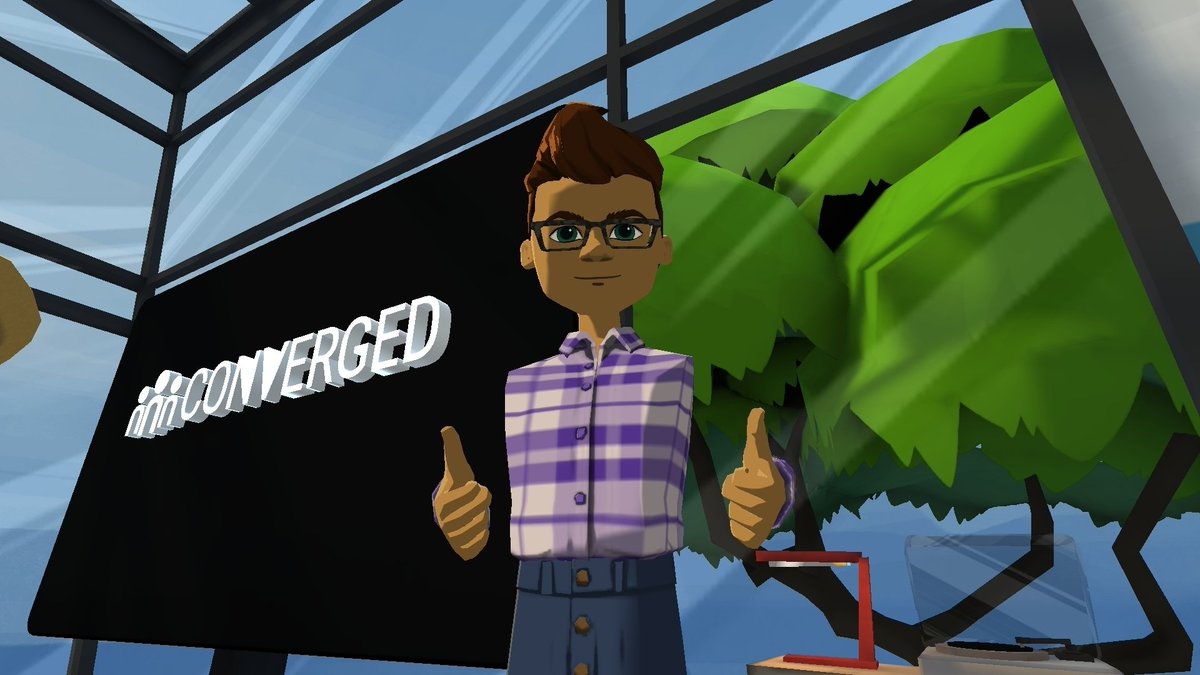 A Selfie of me just hanging around chatting with @ConvergedUsers and <a href="/linktovr/">Link To VR</a> in <a href="/AltspaceVR/">AltspaceVR</a> <a href="/dgiesecke05/">David Giesecke</a>,  in this case the camera removes +10 lbs