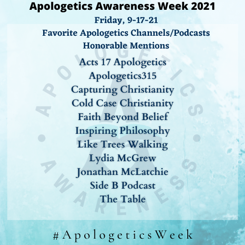 ApologeticsAwareness (@apologeticaware) on Twitter photo #ApologeticsWeek
Top 10 Favorite Apologetics Channels & Podcasts from our survey.
What are your favorites?
<a href="/RFupdates/">Reasonable Faith</a>
<a href="/CrossExamined1/">CrossExamined.org</a>
<a href="/redpenlogic/">Red Pen Logic</a>
<a href="/STRtweets/">Stand to Reason</a>
@UnbelievableJB
<a href="/MikeWingerii/">Mike Winger</a>
<a href="/TheWiseDisciple/">Wise Disciple</a>
<a href="/ApoloSimplified/">Apologetics Simplified Podcast</a> #ApologeticsWeek
Top 10 Favorite Apologetics Channels & Podcasts from our survey.
What are your favorites?
<a href="/RFupdates/">Reasonable Faith</a>
<a href="/CrossExamined1/">CrossExamined.org</a>
<a href="/redpenlogic/">Red Pen Logic</a>
<a href="/STRtweets/">Stand to Reason</a>
@UnbelievableJB
<a href="/MikeWingerii/">Mike Winger</a>
<a href="/TheWiseDisciple/">Wise Disciple</a>
<a href="/ApoloSimplified/">Apologetics Simplified Podcast</a>
