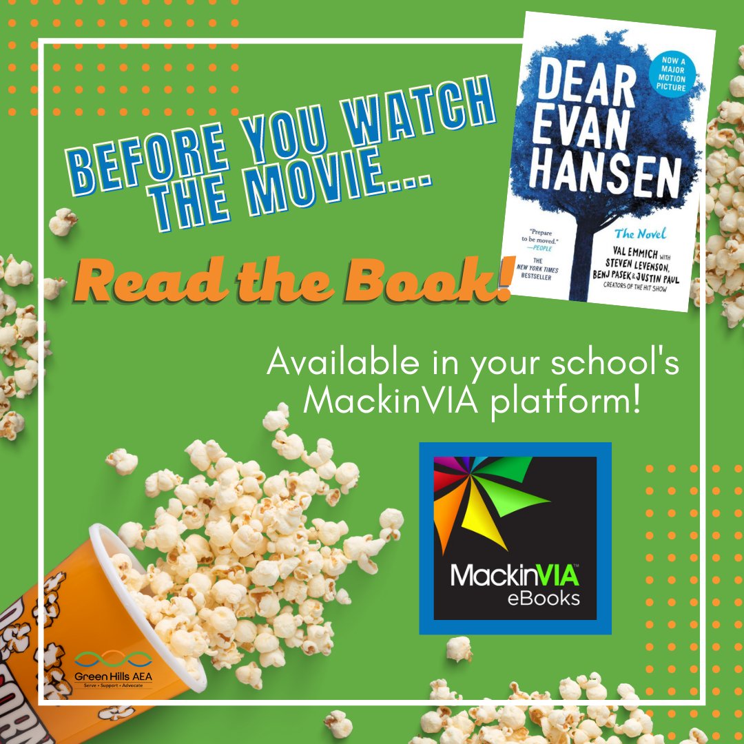 📚. Read the ebook or listen to the audio book of #DearEvanHansen right from your school's <a href="/MackinVIA/">MackinVIA</a> platform! #iowatl #ghlib #ghmedia <a href="/greenhillsaea/">Green Hills AEA</a>