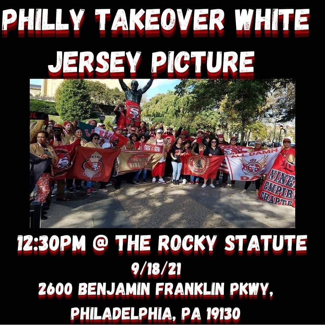 PhansofPhilly's tweet image. Niners fans are planning a Rocky "Statute" picture Saturday