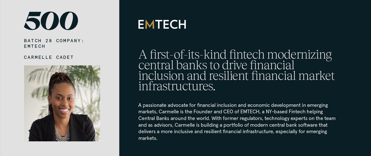 500GlobalVC's tweet image. @emtech_inc is presenting at #500DigitalDemoDay! EMTECH modernizes central banks with API-First Platforms, Blockchain &amp;amp; AI to drive financial inclusion &amp;amp; resilient financial market infrastructures. #b28dmoday

Watch now: bit.ly/3zbqVxz
Learn more: bit.ly/3hCxIdw