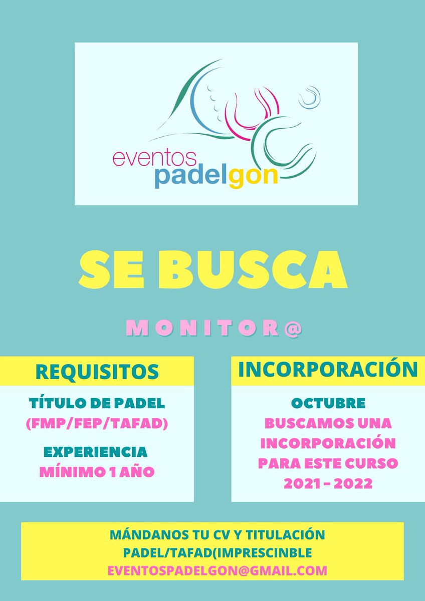 EventosPadelGon's tweet photo. Buscamos una persona trabajadora, constante y comprometida.
¿ERES TU?
MÁNDANOS TU CV
#PADEL #WORK #CV #TEAM https://t.co/Ye81ut9yke