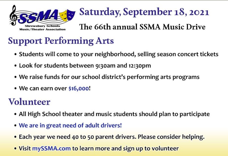 Let’s help out the Shrewsbury Schools Music Association (SSMA) in their 66th Annual Music Drive!